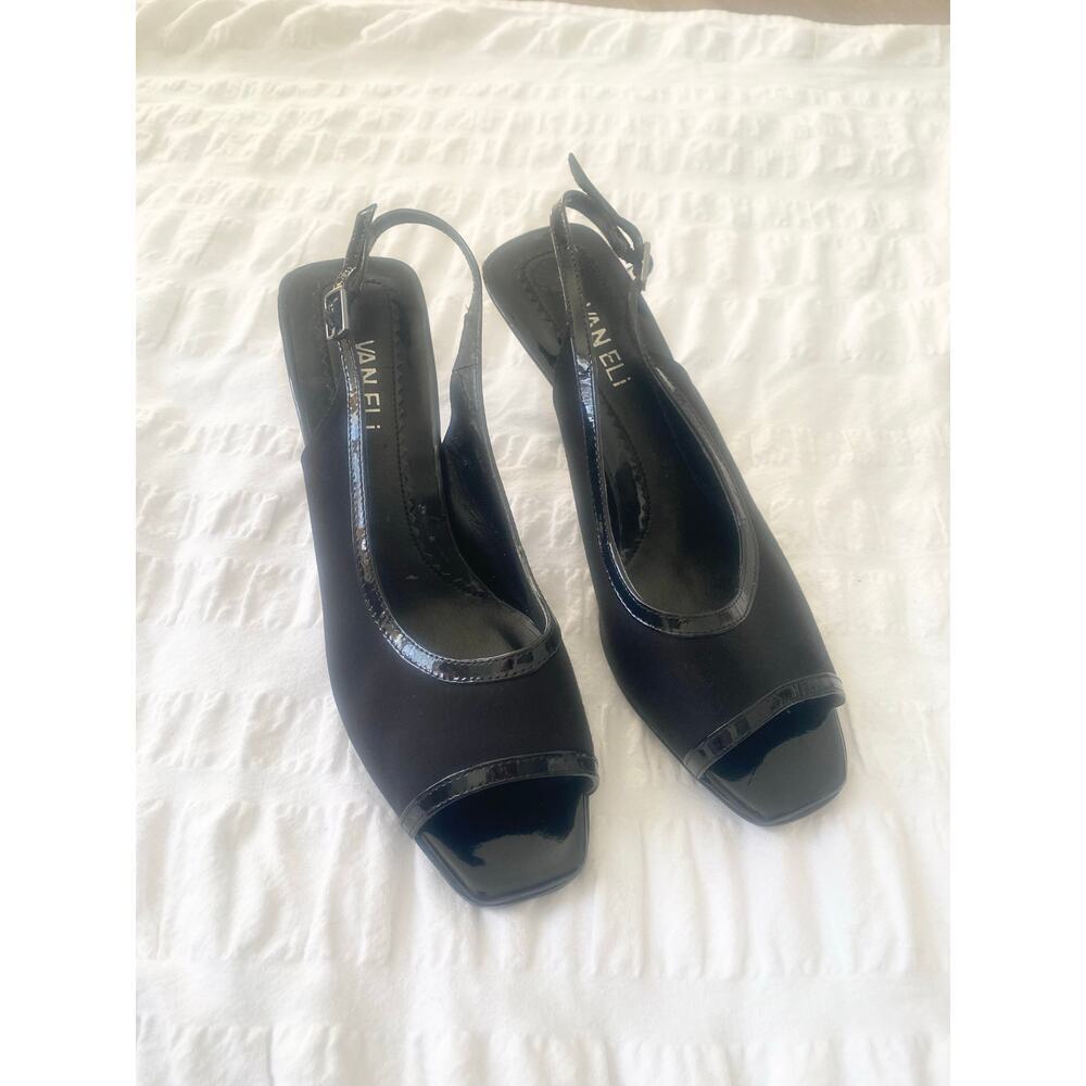 Vaneli Black Peep Toe Slingback 3” Heels New‎ Size 8